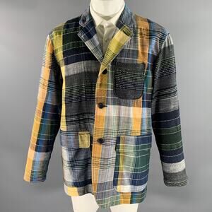 ENGINEERED GARMENTS Size M Navy Orange Patchwork Cotton Sport Coat